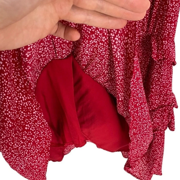 Sundae Muse Carter Dress Womens Size 2 - 4 XS Red Ruffle Mini Tie Shoulder - Picture 7 of 16